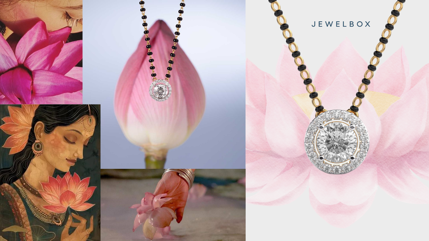 Brilliant Padma Cut Diamond Halo Mangalsutra Pendant with Chain: Devotion of the better half during Durga Puja 