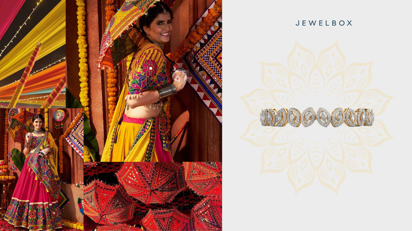 Another Trendy Navratri Jewellery: Calathea Round and Marquise Diamond Bracelet