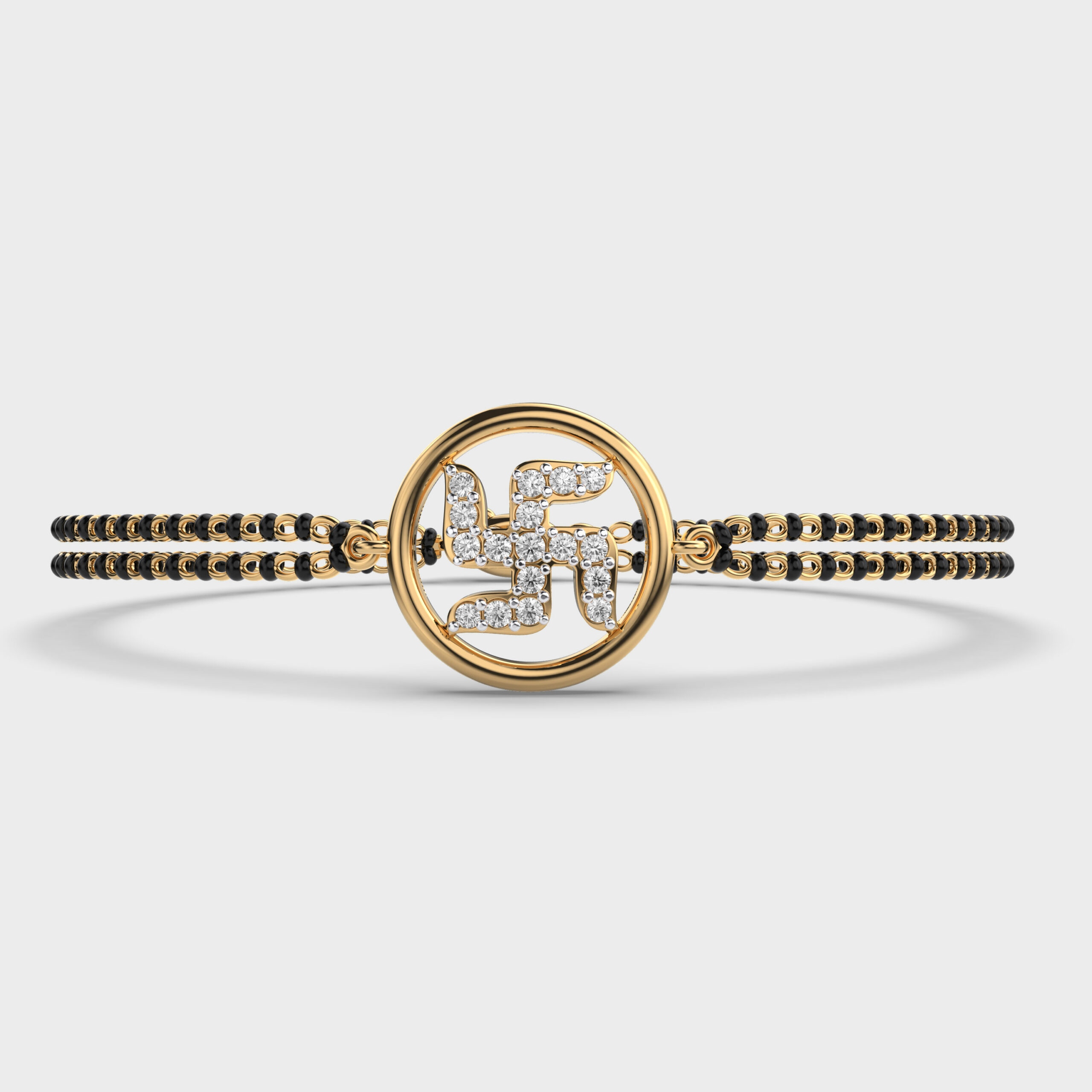 Swastika Diamond Mangalsutra Bracelet with Chain 