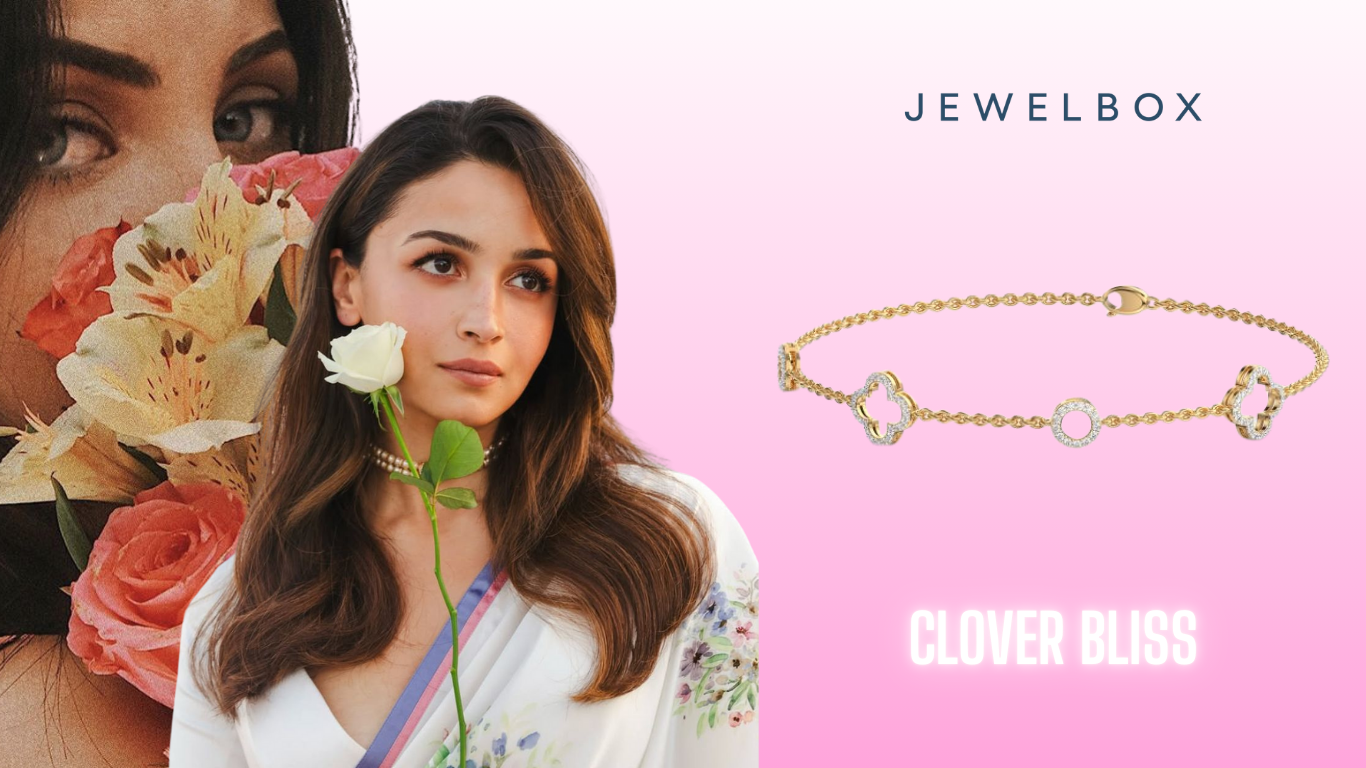 Perfect charm bracelets for your wedding ensemble: Clover Charm Diamond Link Bracelet