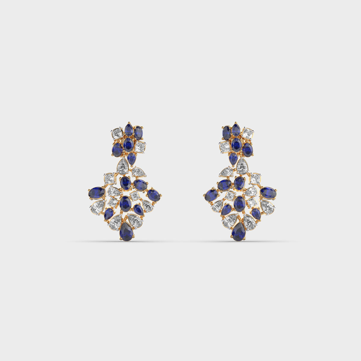 Blue Stone Diamond Encrusted Drop Earrings