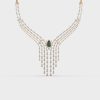 Pear Green Stone Fringed Diamond Necklace