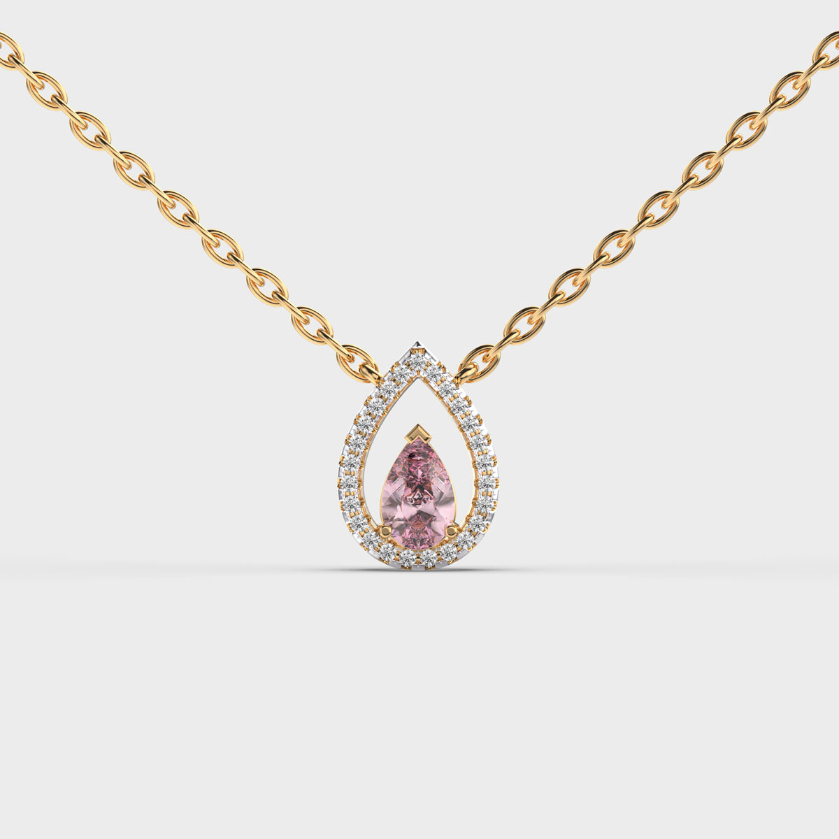 Drops of Rain Pink Stone Pendant with Chain