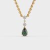 Pear Drop Green Stone Pendant with Chain