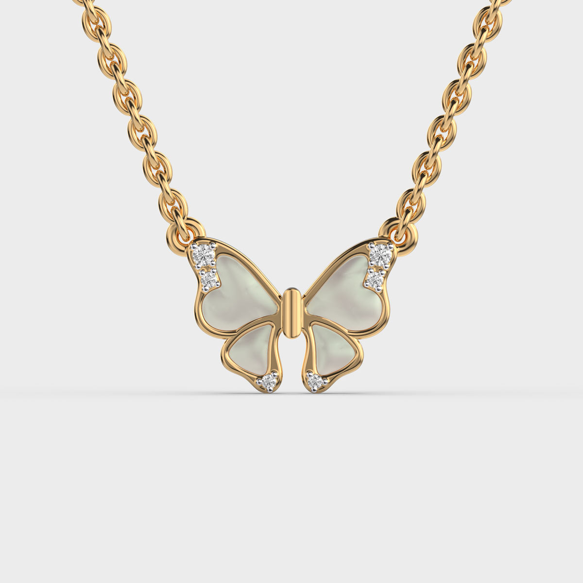 Butterfly Enamel Diamond Necklace