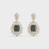 Royal Green Stone Diamond Cluster Danger Earrings