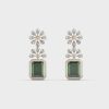 Green Stone Glow Diamond Dangler Earrings