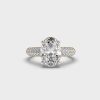 Celestial Oval Solitaire Diamond Pave Band Ring