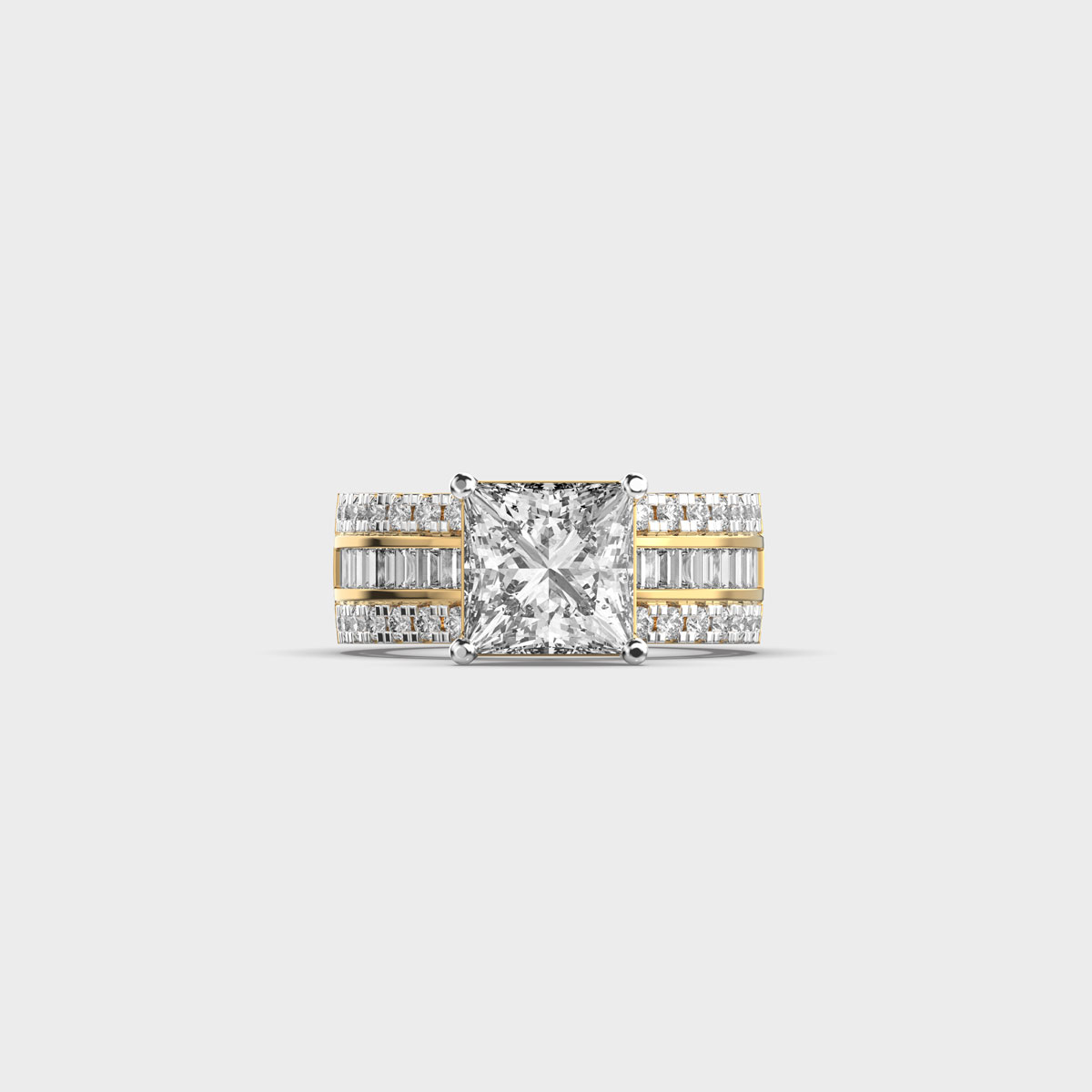 Radiant Cluster Princess Cut Diamond Ring