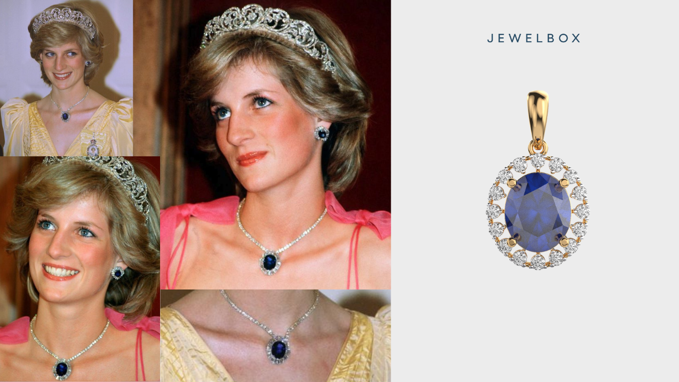 Elegant Blue Sapphire Halo Pendant: Inspired by the Sapphire Pendant of Lady Diana