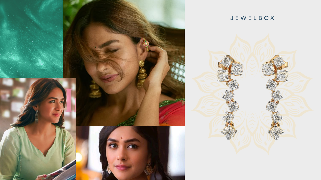 Inspired by Mrunal Thakur’s Ganesh Chaturthi Jewellery Look: Twinkling Constellation Diamond Danglers