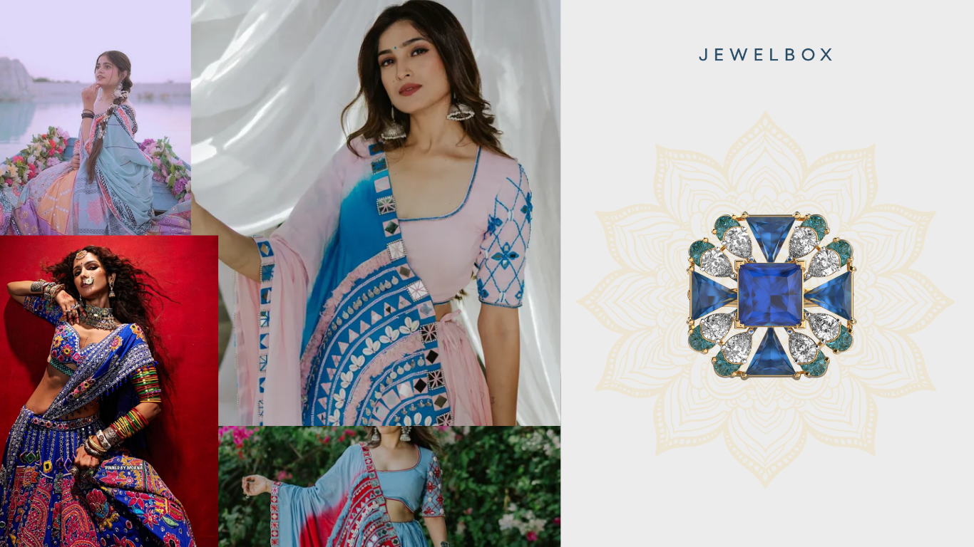Navratri Day 3 with Bollywood-inspired Blue Gemstone Ring: Heirloom Royal Blue Jubilee Diamond Ring