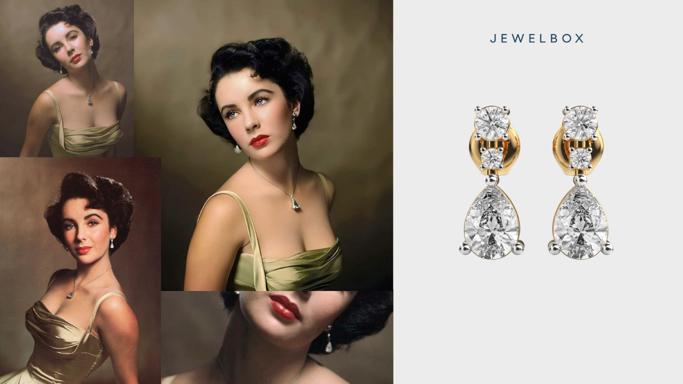 Inverted Tulip Diamond Earrings: Inspired by glamorous Elizabeth Taylor 