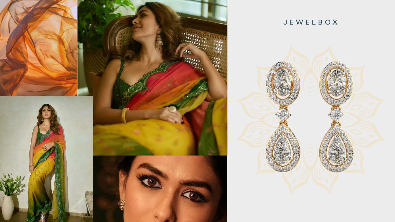 A Classic Dazzle inspired by Mrunal Thakur’s Ganesh Chaturthi Jewellery Look: Promise Me Forever Diamond Danglers