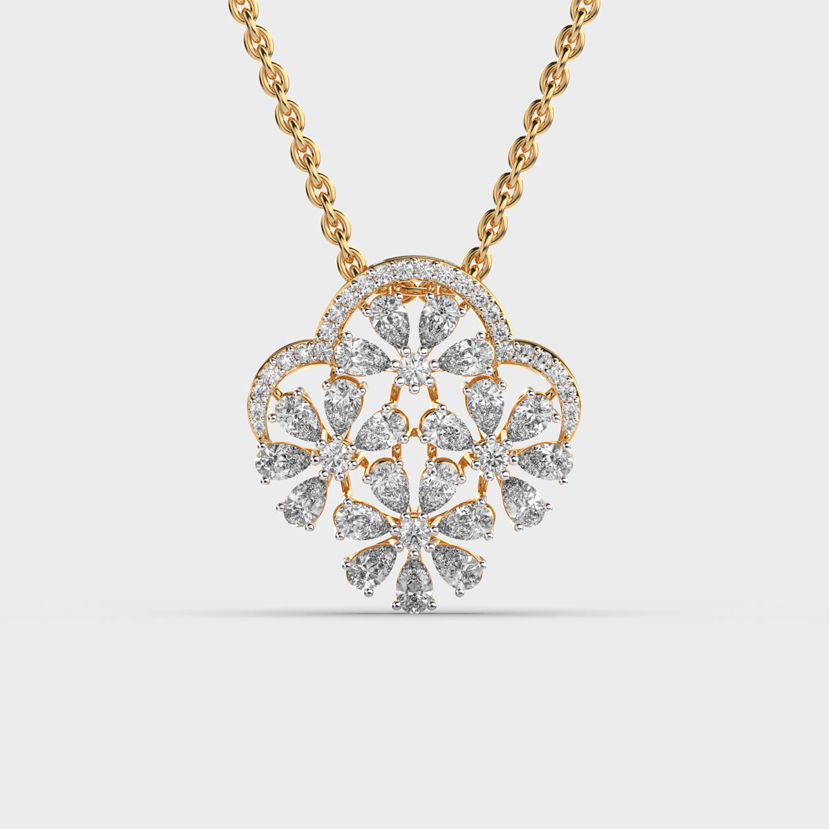 Regal Elegance Diamond Cluster Pendant without Chain