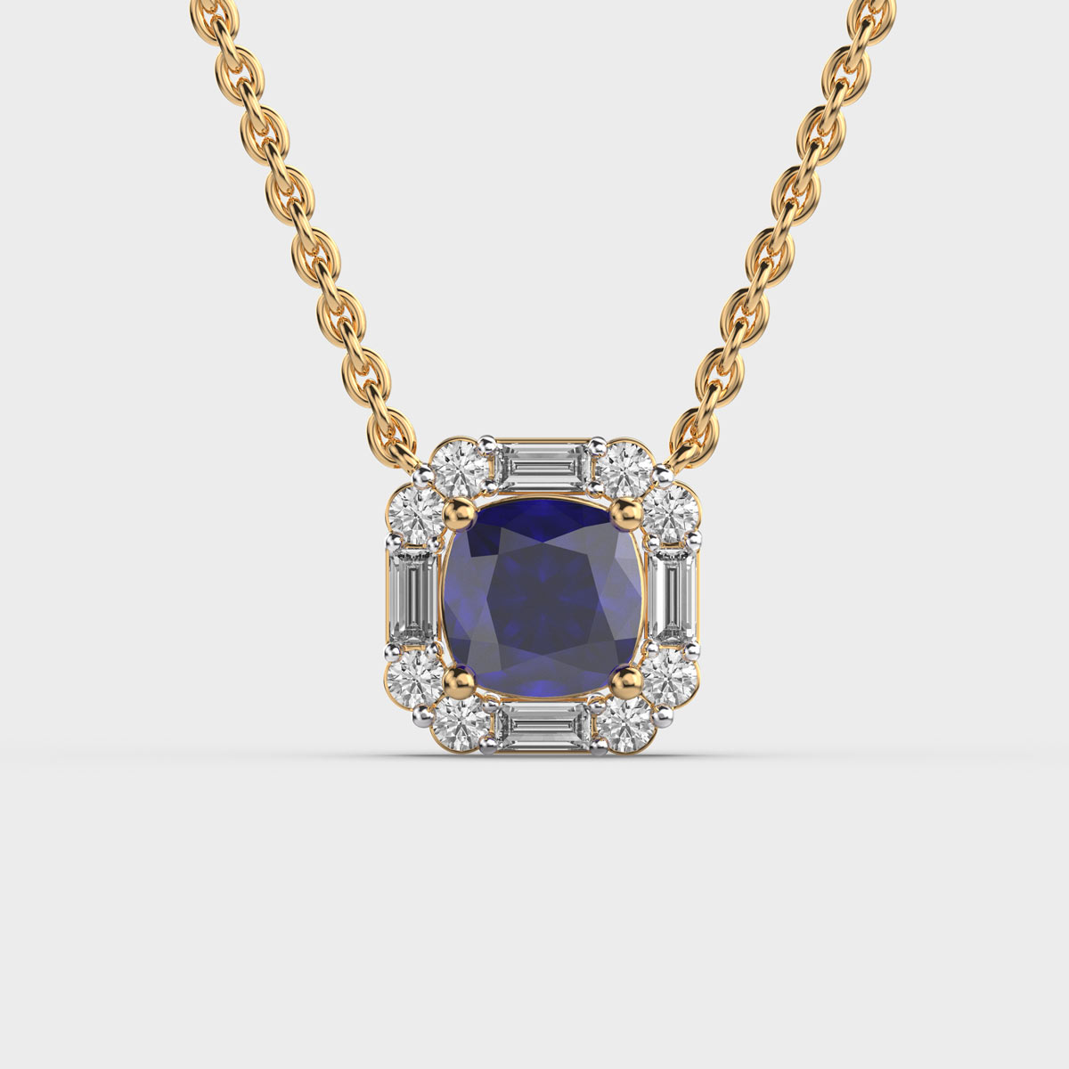 Shimmering Blue Stone Diamond Pendant without Chain