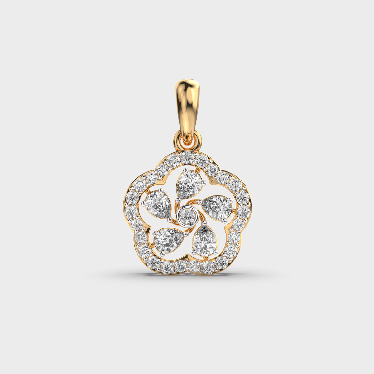 Swirl Flower Diamond Pendant without Chain