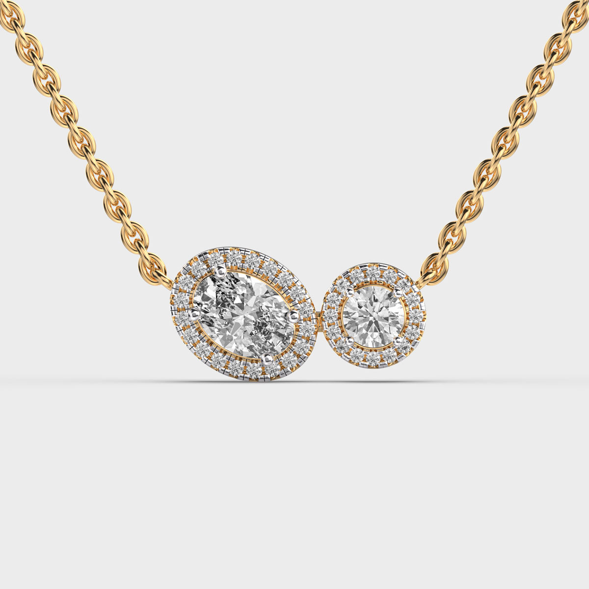 Duo Diamond Quad Pendant with Chain