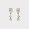 White Pearl Drops Diamond Earrings