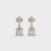 Regal Glam Princess Cut Diamond Drop Earrings