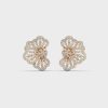 Flower Earcuff Diamond Stud Earrings