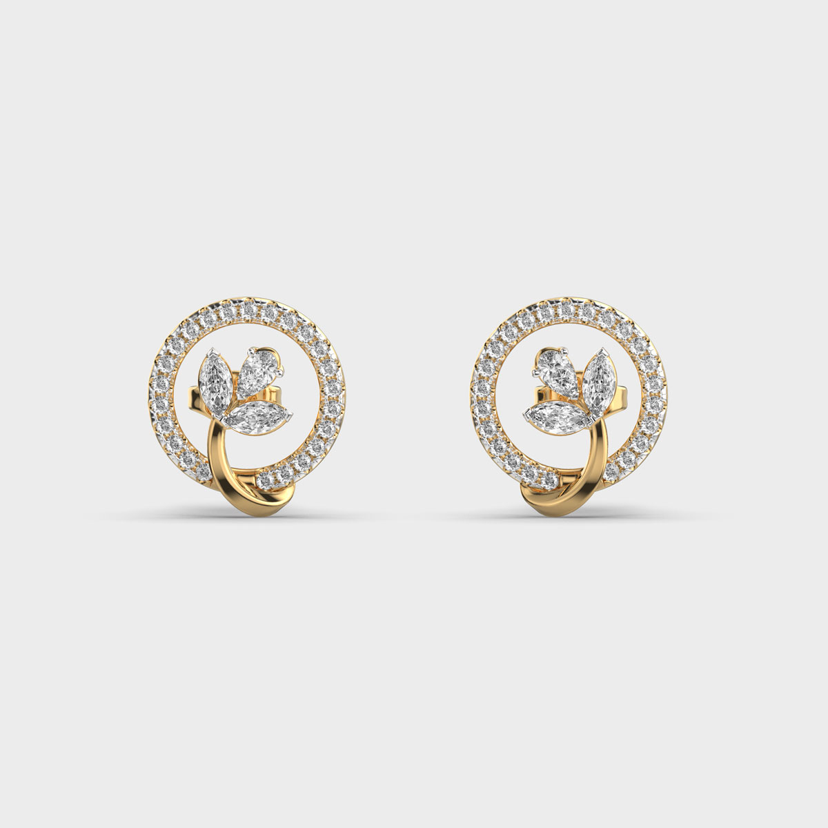 Petals in an Orbit Diamond Earstuds