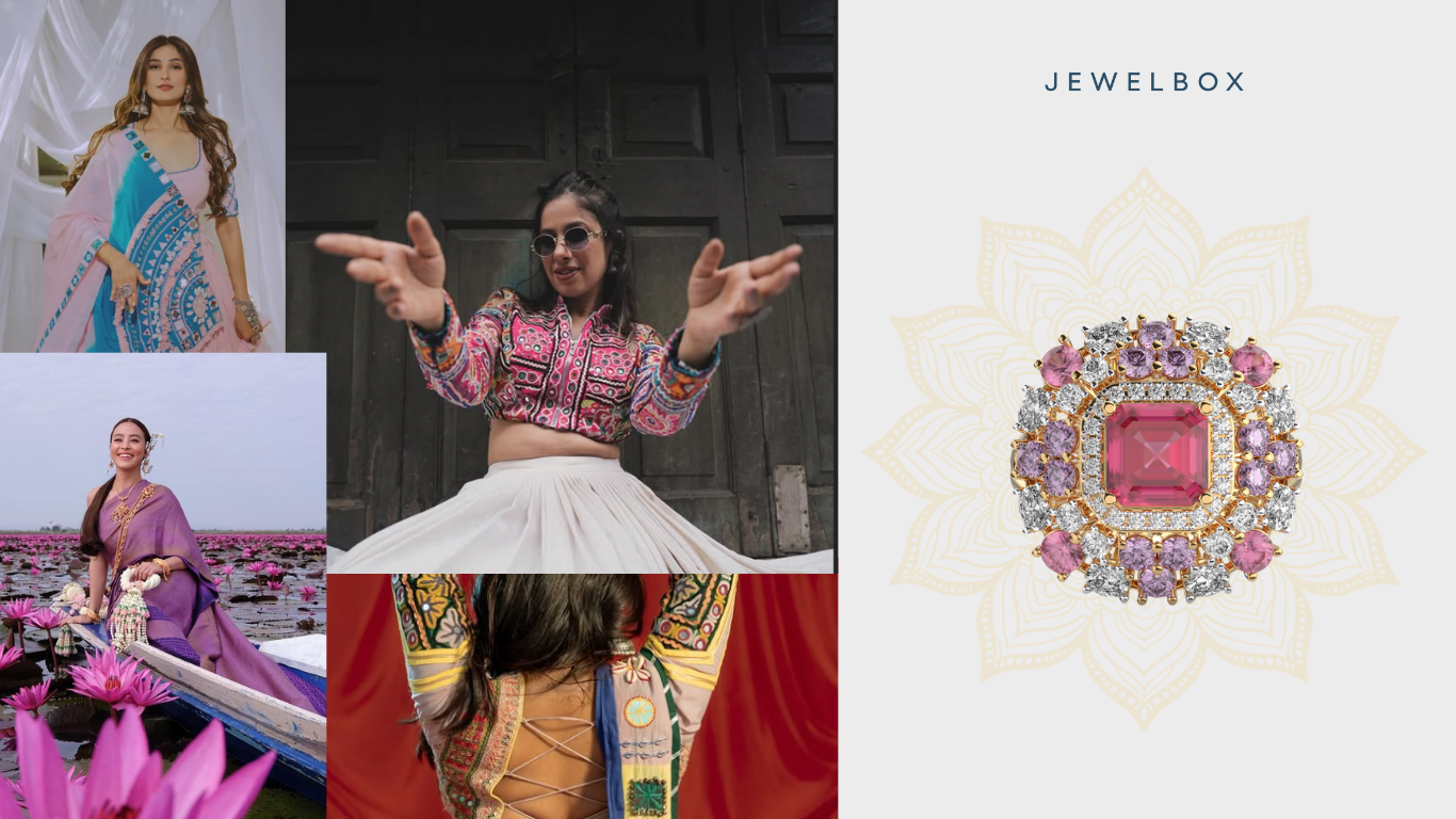 Navratri day 5 With Bollywood-inspired Pink Gemstone Ring: Princess Signet Legacy Diamond Ring