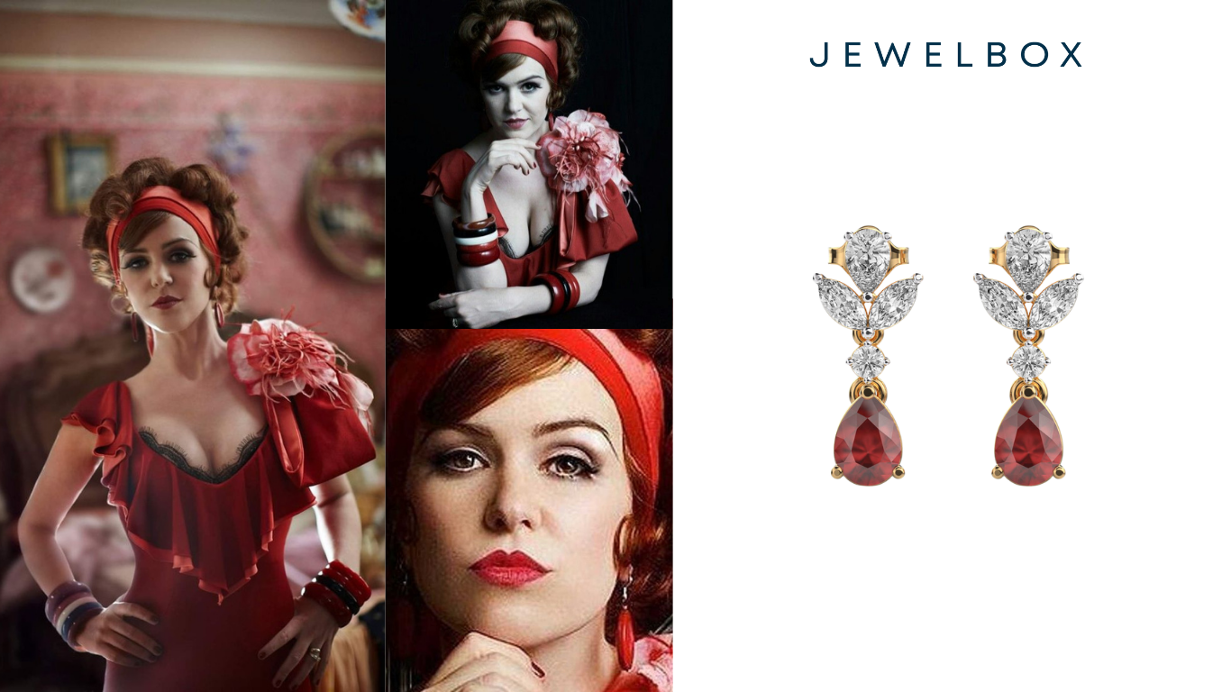 Passion and Desire of Myrtle’s Sparkle From The Great Gatsby: Youthful Ruby and Diamond Danglers