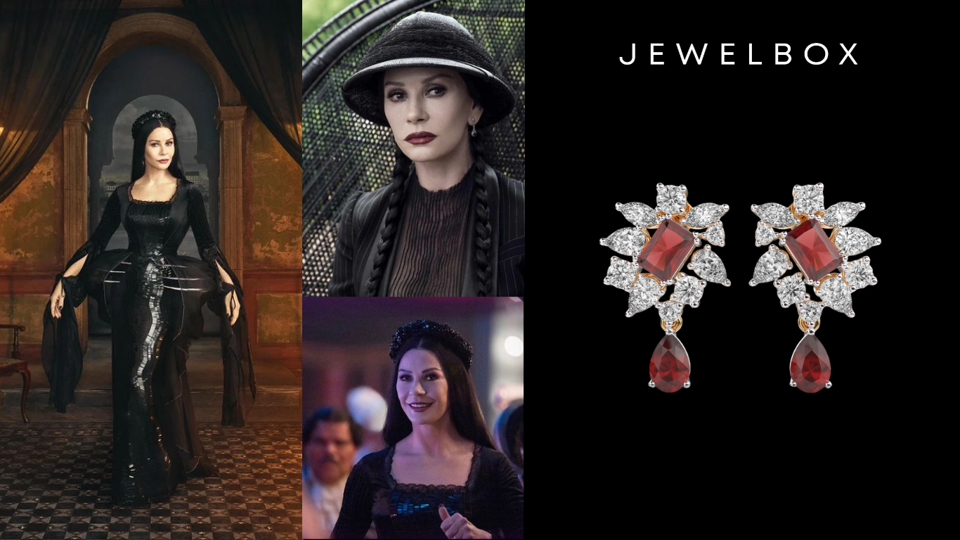 Halloween Glamour Perfected: Scarlet Marquise Diamonds for a Morticia Vibe