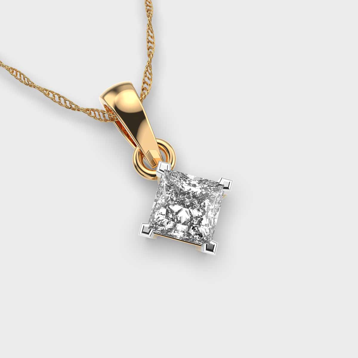 Understated, Chic, and Perfect For Your Elder Sister: Dainty Dancing Princess Cut Solitaire Pendant without Chain