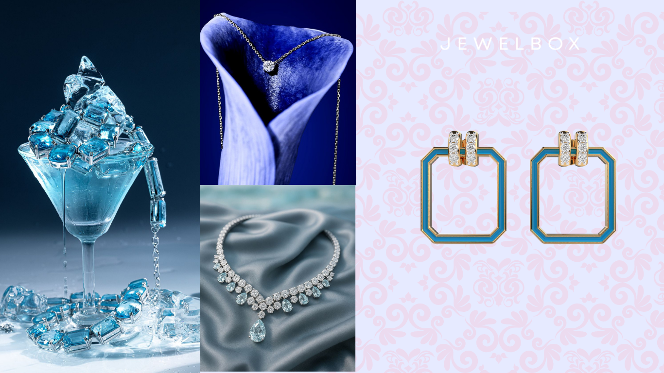  Behind Colourful Fusion of Enamel Jewellery: Blue Enamelled Geometric Diamond Earrings