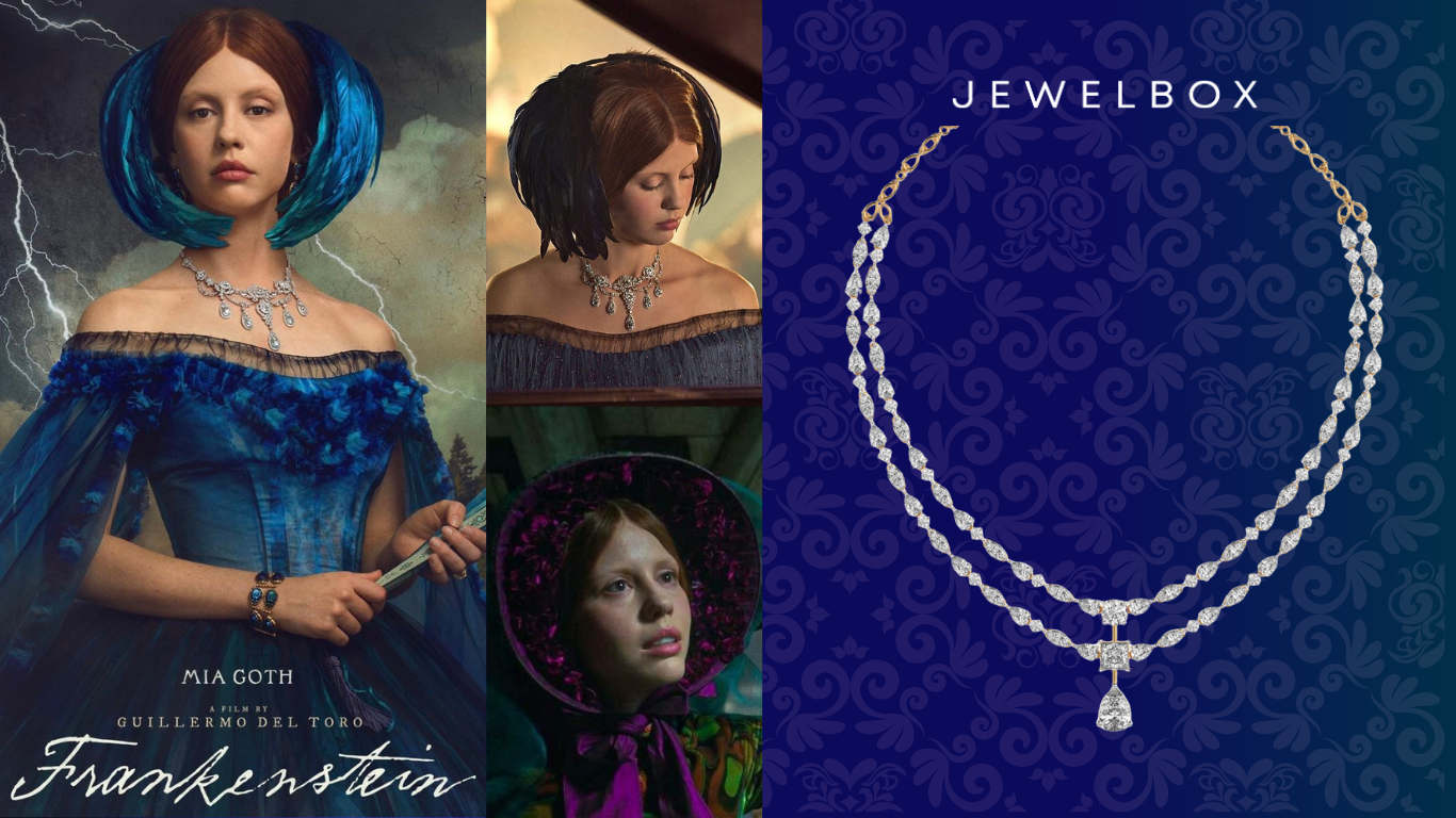 Inspired by Frankenstein: Mia Goth’s Elizabeth Lavenza, Double Line Layered Diamond Necklace