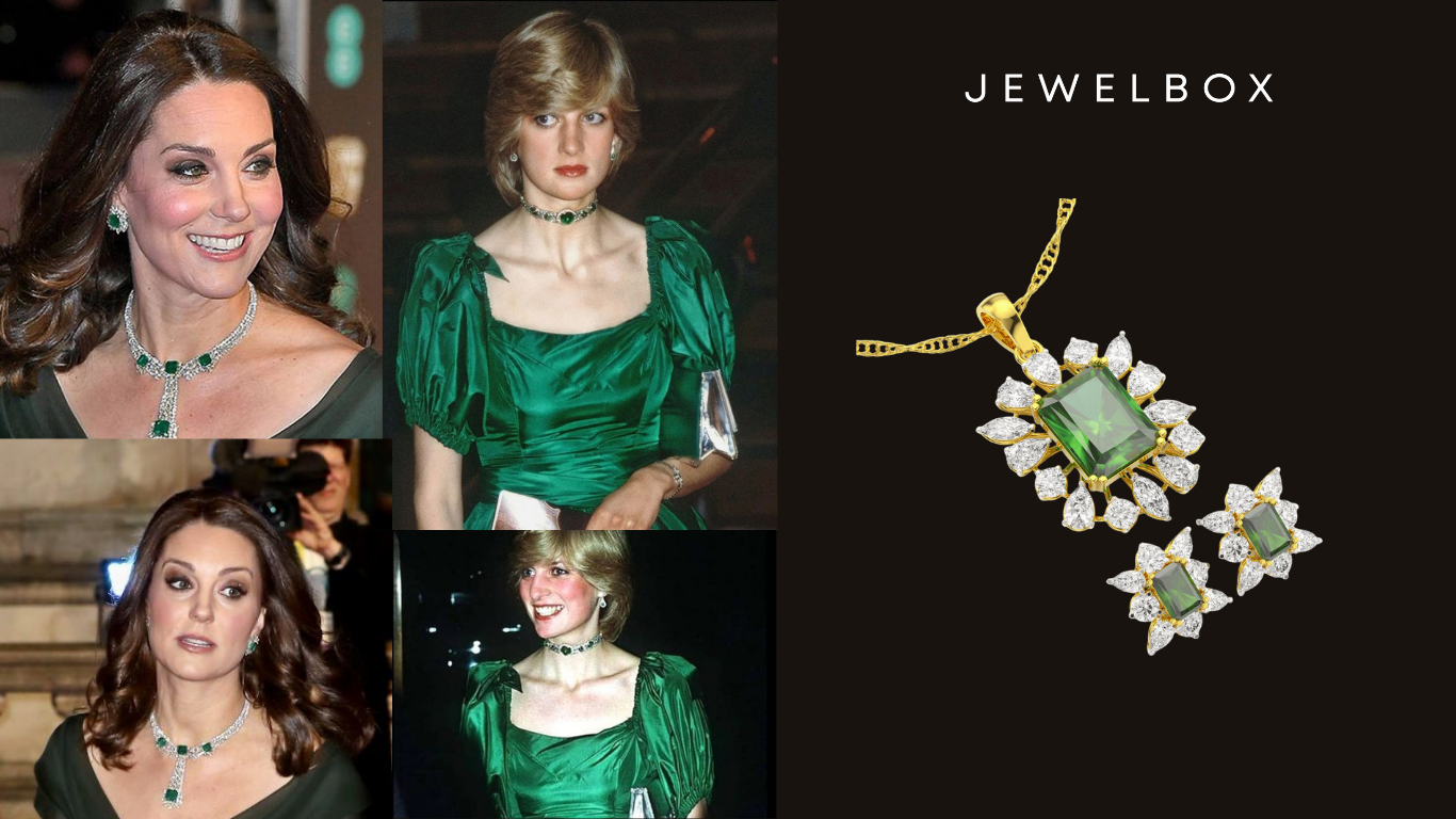 Green Gem Of Regal Court And A Darling On Red Carpet: Emerald and Diamond Pendant Set