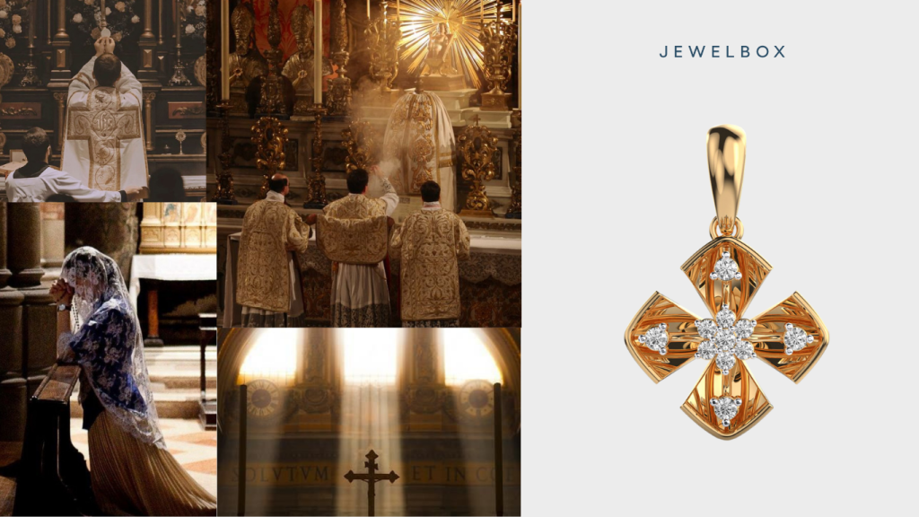 Georgian Cross Diamond Pendant Without Chain