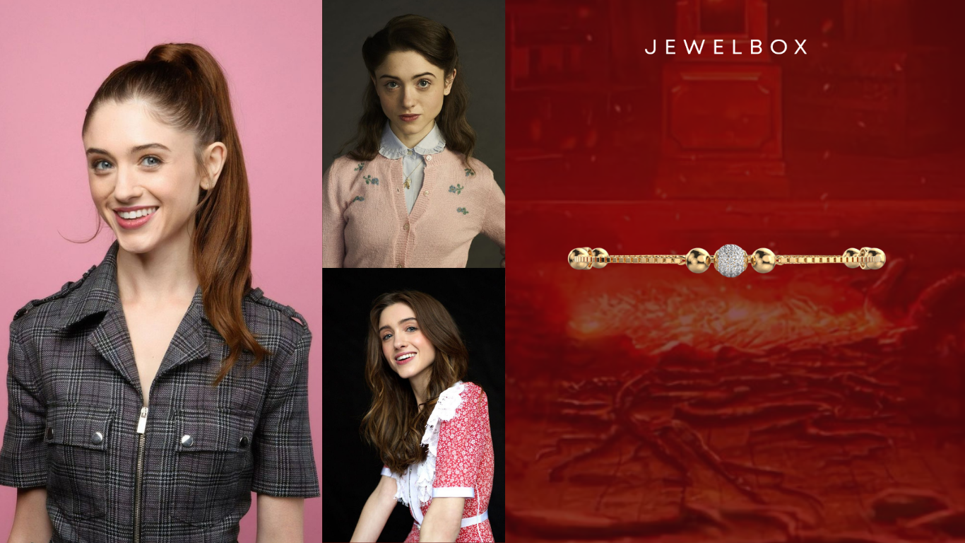 Nancy Wheeler’s Curiosity in Stranger Things: Shimmering Golden Beaded Diamond Bracelet