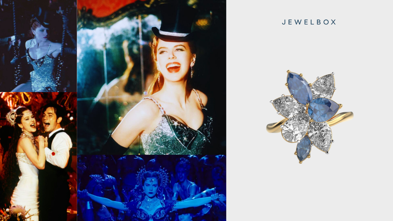 Top 5 Sensational Pieces Inspired by Moulin Rouge ft Jewelbox 2025 8 Winter’s Blue Flower Diamond Ring
