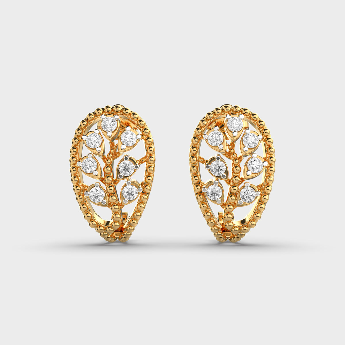 Flora Leaf Love Diamond Earrings